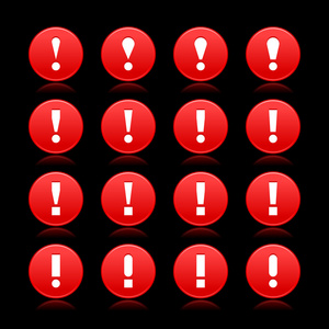 16 红的 web 2.0 按钮警告注意标志带有感叹号