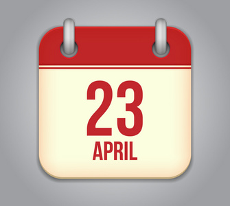 矢量日历应用程序图标。4 月 23 日