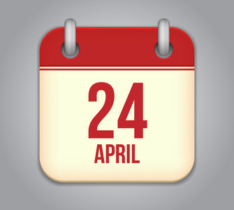 矢量日历应用程序图标。4 月 24 日
