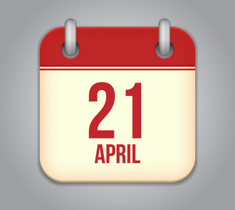 矢量日历应用程序图标。4 月 21 日