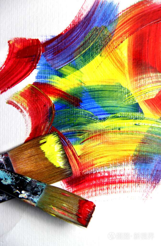 生动的笔触和颜料画笔