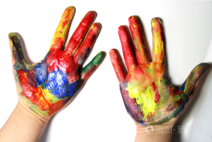 生动的彩色的手