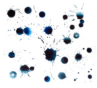 蓝色的水彩颜料的污点