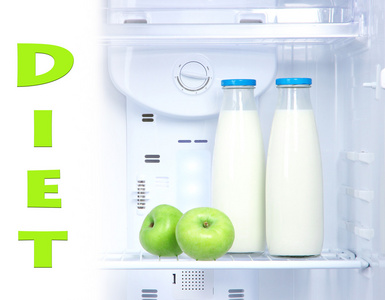 打开冰箱与减肥食品