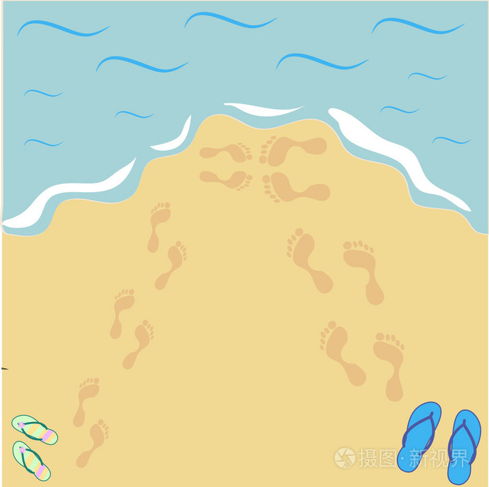 沙滩上的脚印简笔画图片