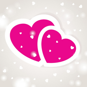 可爱矢量背景与两个粉红色的心