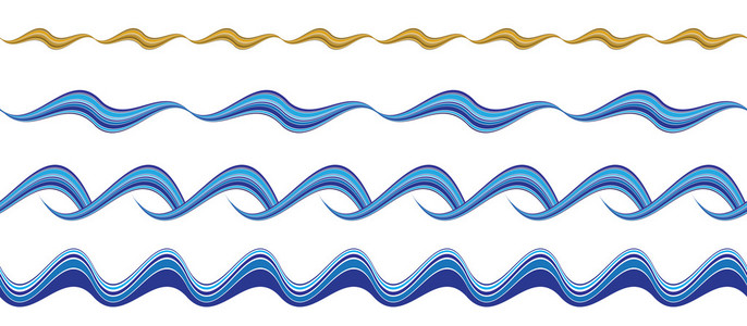 无缝波浪边框彩色铅笔左侧线形状的波浪,多色边框,空的复制空间,文本