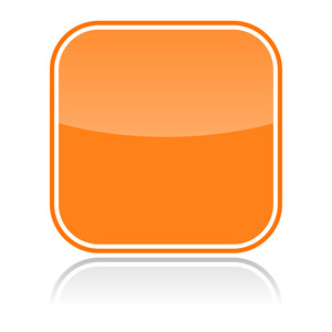 用白色上反射的橙色玻空白 web 按钮