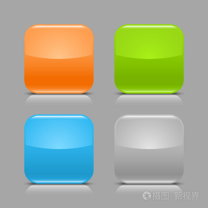 彩色圆角正方形形状在灰色的浅色背景上.