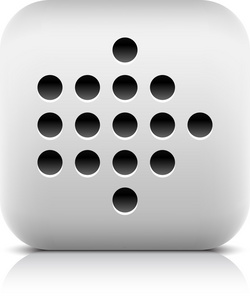 石 web 2.0 按钮虚线箭头标志。白色圆角方形黑色阴影和灰色反射在白色背景上。创建和保存在 8 eps 这个矢量图
