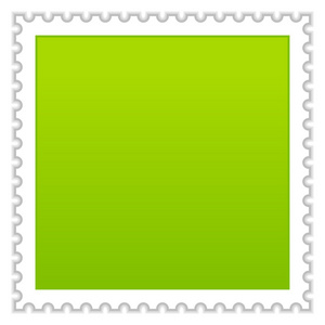 乱蓬蓬的绿色空白邮票与白色背景上的阴影