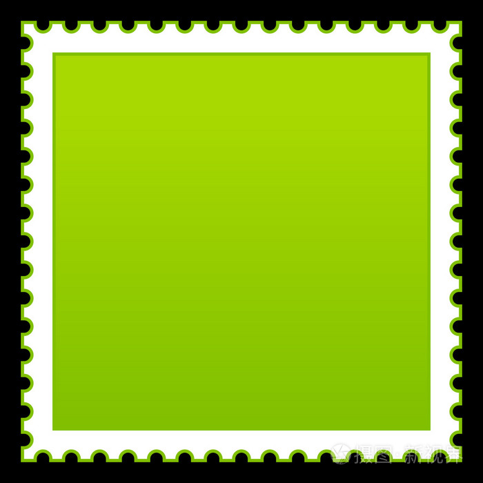 黑色背景上的乱蓬蓬绿色空白邮票