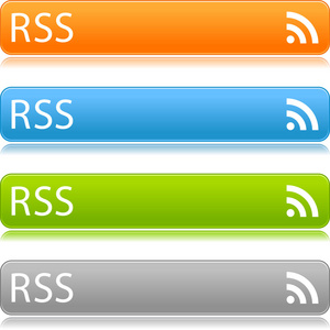 缎 rss 按钮在白色背景上的颜色条