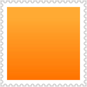 乱蓬蓬橙色空白邮资邮票与白色背景上的阴影