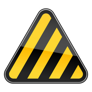 黄色危险警告标志警告上有条纹白色背景