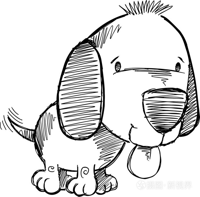 小狗的狗素描涂鸦绘图插图艺术