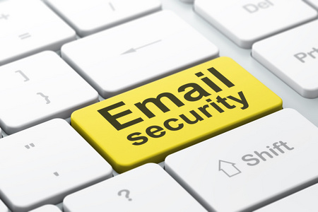 隐私权的概念 计算机键盘背景上的电子邮件安全