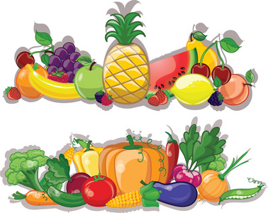 卡通蔬菜和水果 背景