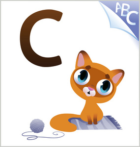 为孩子们的动物字母 C 为猫