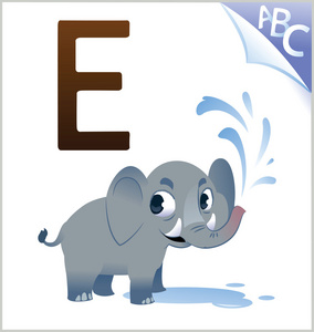 为孩子们的动物字母 E 为大象