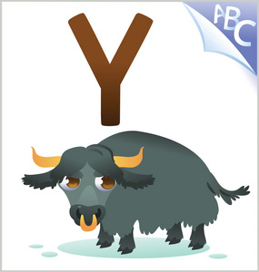 为孩子们的动物字母 Y 为牦牛