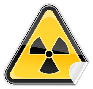 危险警告标志与辐射在白色背景上的符号