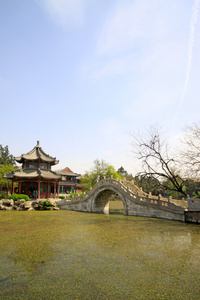 亭，风光美丽池塘 中国传统 architectu