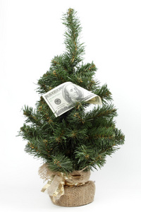 用钱装饰圣诞树