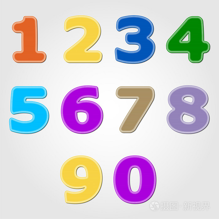灰色背景下从1到0的数字