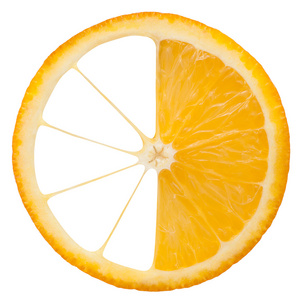切片的橙白色上孤立