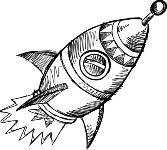 火箭素描涂鸦插画艺术照片