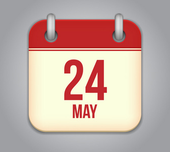 矢量日历应用程序图标。5 月 24 日