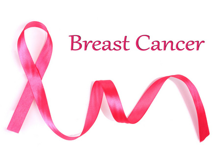 粉红乳房癌丝带上白色隔离