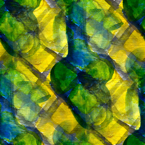无缝绿色黄色立体抽象艺术毕加索纹理 waterc