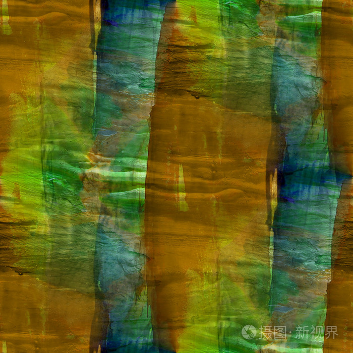 无缝绿色, 棕色立体抽象艺术毕加索纹理 waterc