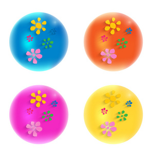 抽象球与鲜花