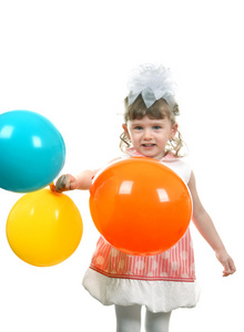 快乐的小女孩与气球