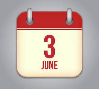 矢量日历应用程序图标。6 月 3 日