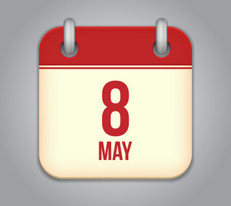 矢量日历应用程序图标。5 月 8 日
