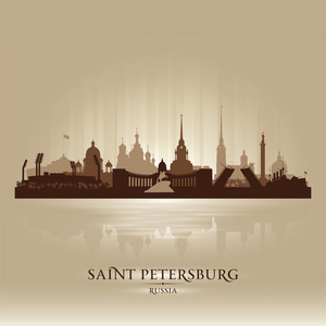 圣彼得斯堡俄罗斯城市天际线详细的剪影