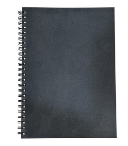 黑色皮革的日记书封面孤立白色图片