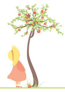 儿童和苹果的树
