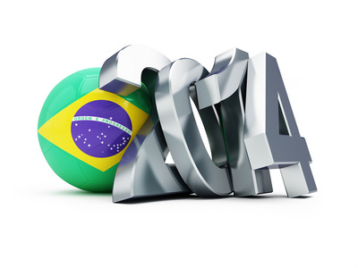 在白色背景上的 2014年巴西足球