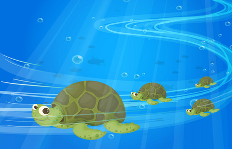 海龟在海下