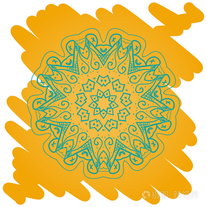 东方曼荼罗图案的手绘漆羯磨