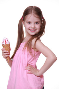 小可爱女孩吃冰淇淋