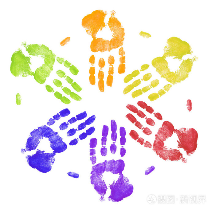 明亮的彩色的手指纹一起工作