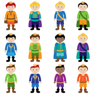 向量组的可爱卡通王子照片