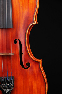 黑色背景上的古典小提琴