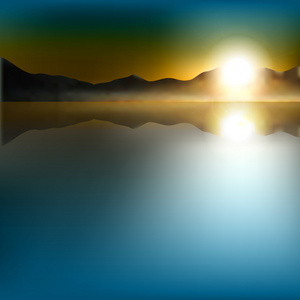 抽象背景与日出和山